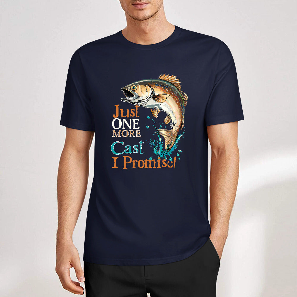 2025 Pure Cotton Short Sleeve, Double-Sided Print | Dockside Drifter | "Just One More Cast"