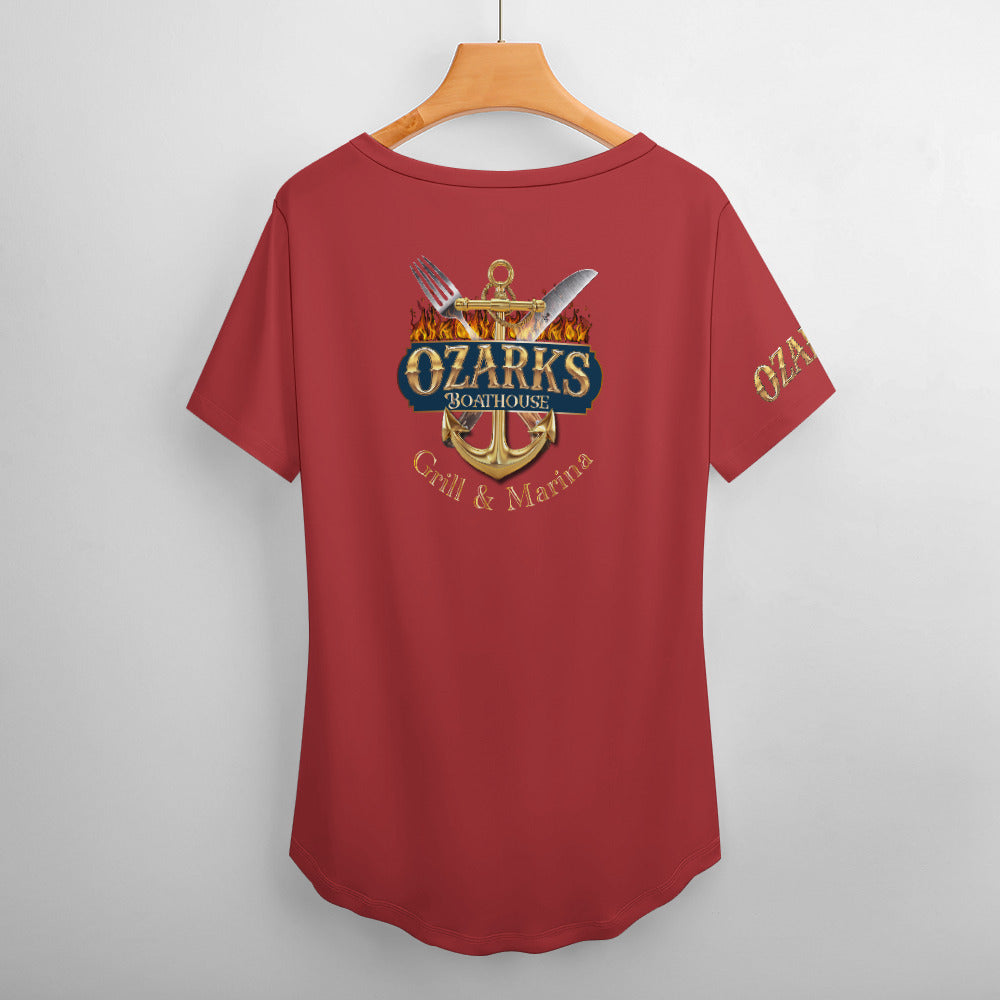 V Neck Short-sleeve Women Shirt Printed | Ozarks Essentials For Her | Boathouse Logo