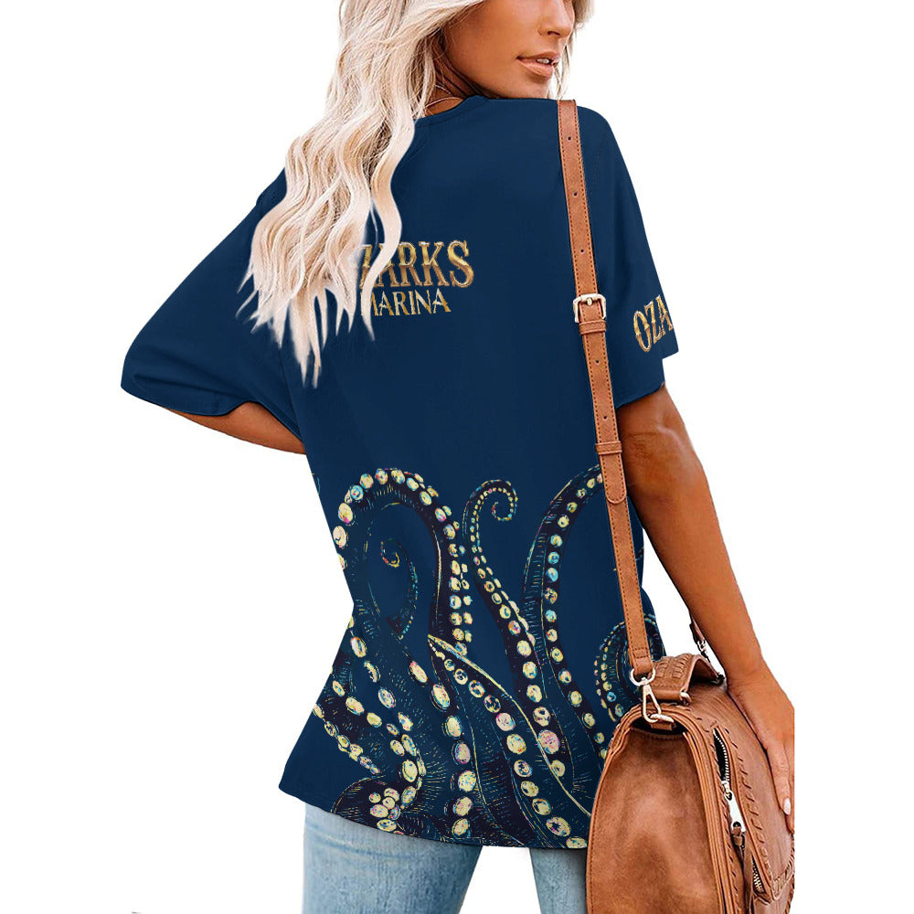 V Neck Short-sleeve Women Shirt Printed | Ozarks Essentials For Her | Ozarks Marina