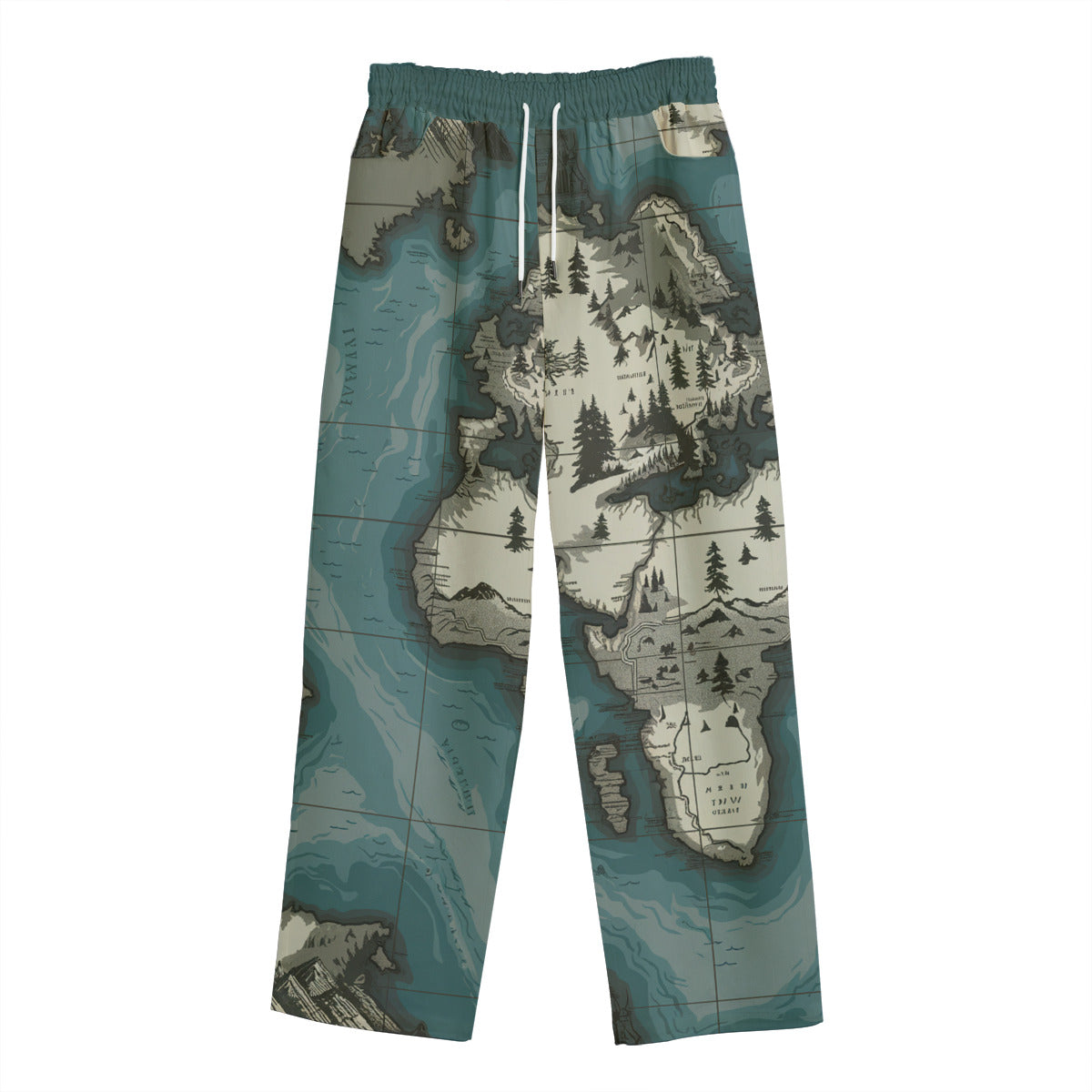Unisex Straight Casual Pants | 245GSM Cotton |Dockside Drifter | Map Design