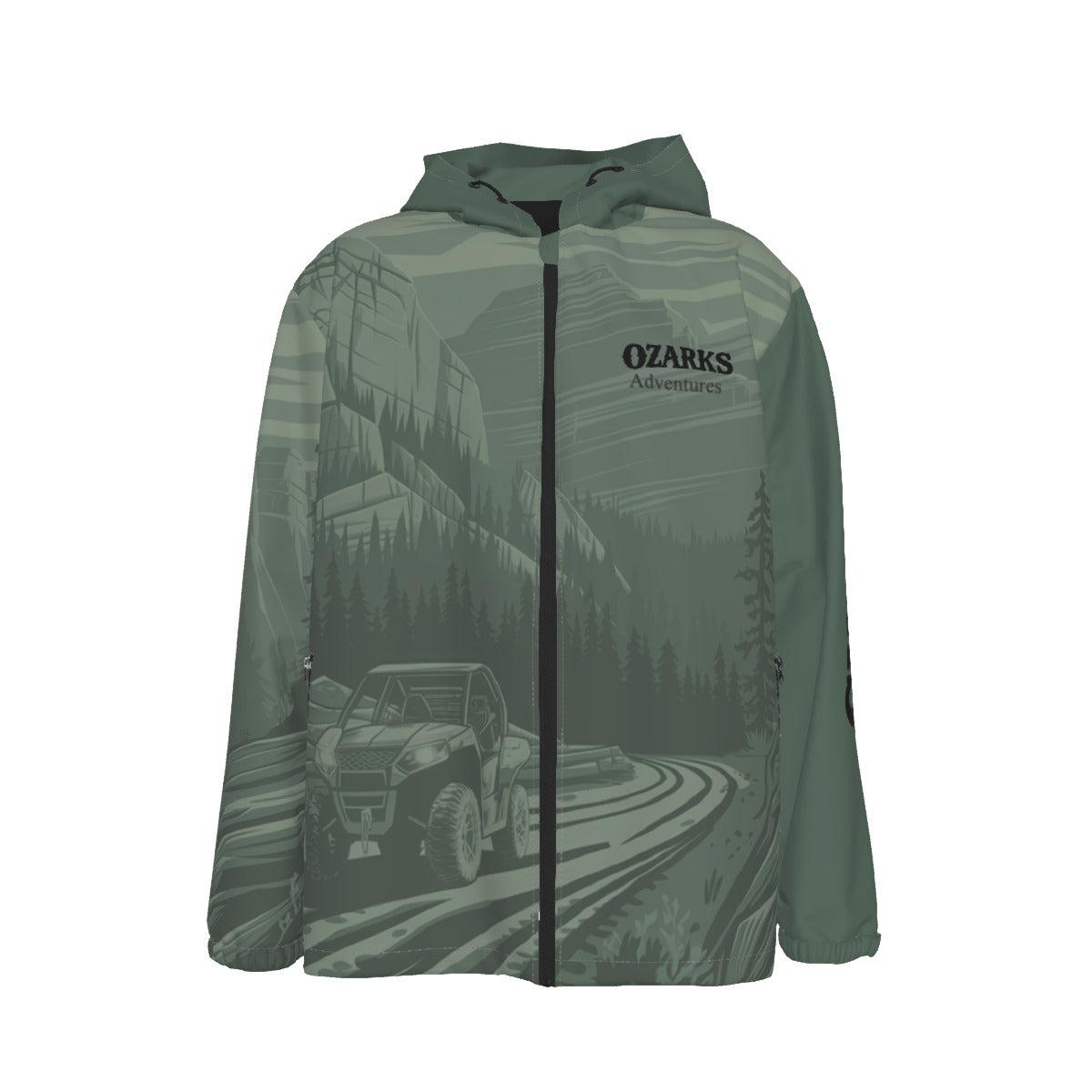 Men's Windproof Hooded Zipper Jacket | Off Road Adventures | Lightweight Outdoor Essential