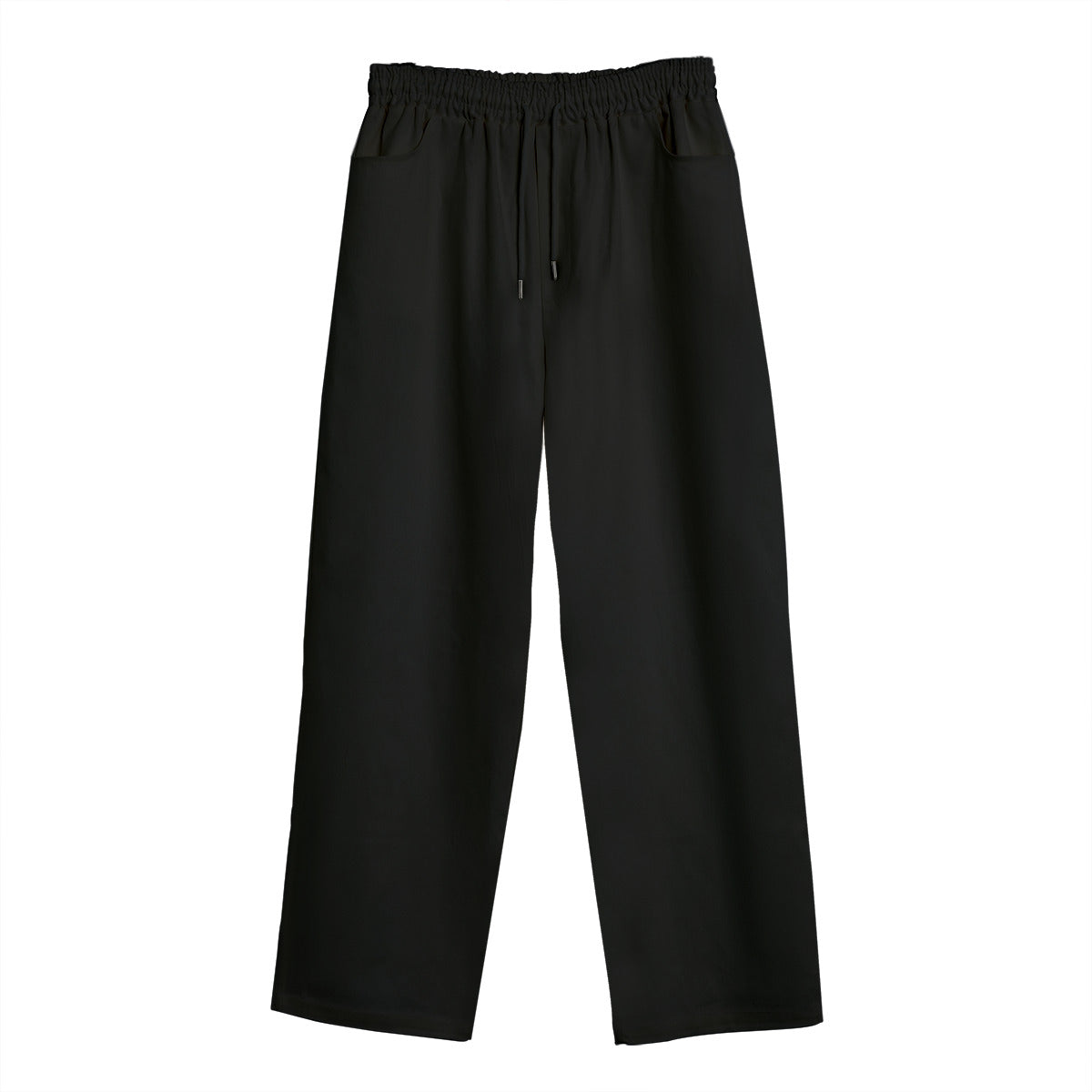 Unisex Cotton Casual Pants – Black | Dockside Drifter | 245GSM Wide Leg Trousers with Elastic Waist & Pockets