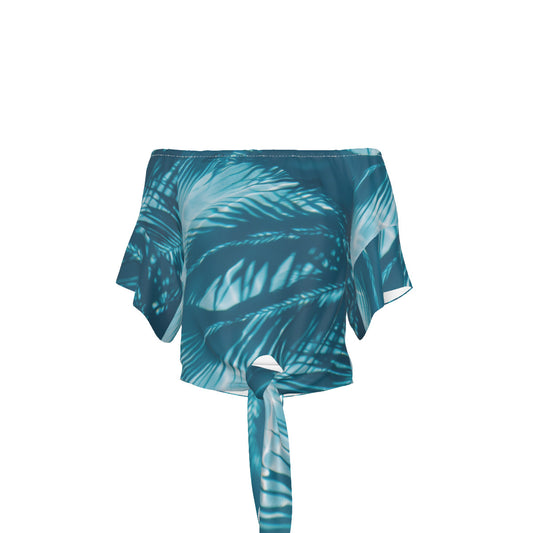 Women's One-shoulder Tie Short Sleeves T-shirt Blue | Ocean Vibe
