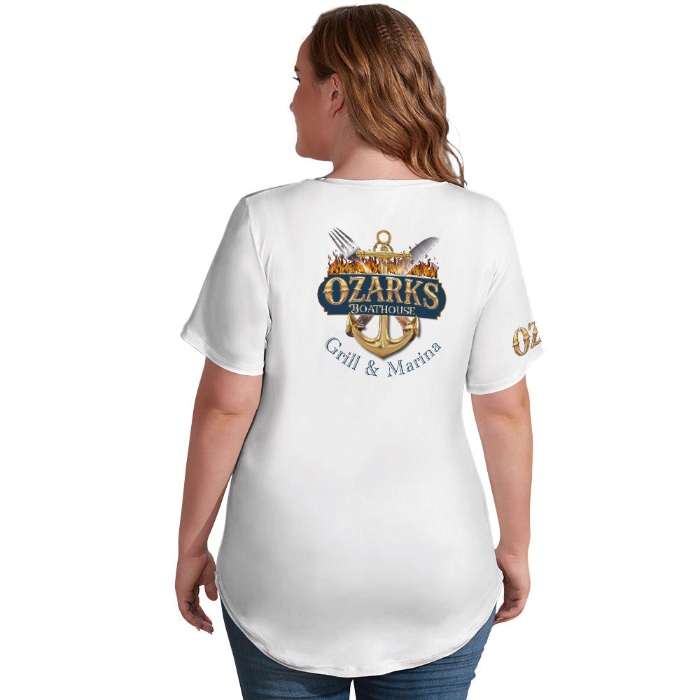 V Neck Short-sleeve Women Shirt Printed | Ozarks Essentials For Her | Boathouse Logo