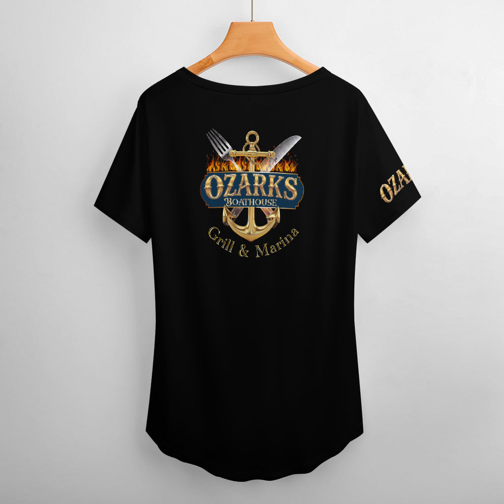 V Neck Short-sleeve Women Shirt Printed | Ozarks Essentials For Her | Boathouse Logo