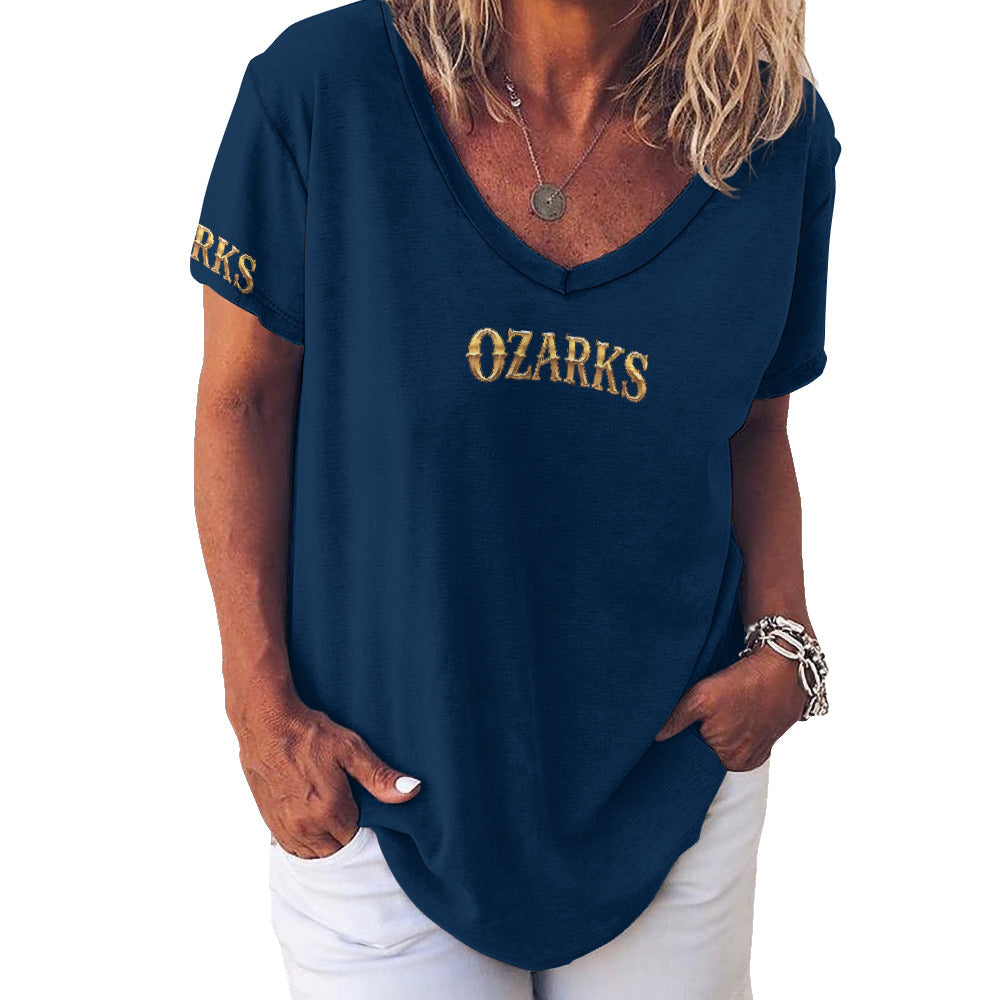 V Neck Short-sleeve Women Shirt Printed | Ozarks Essentials For Her | Boathouse Logo