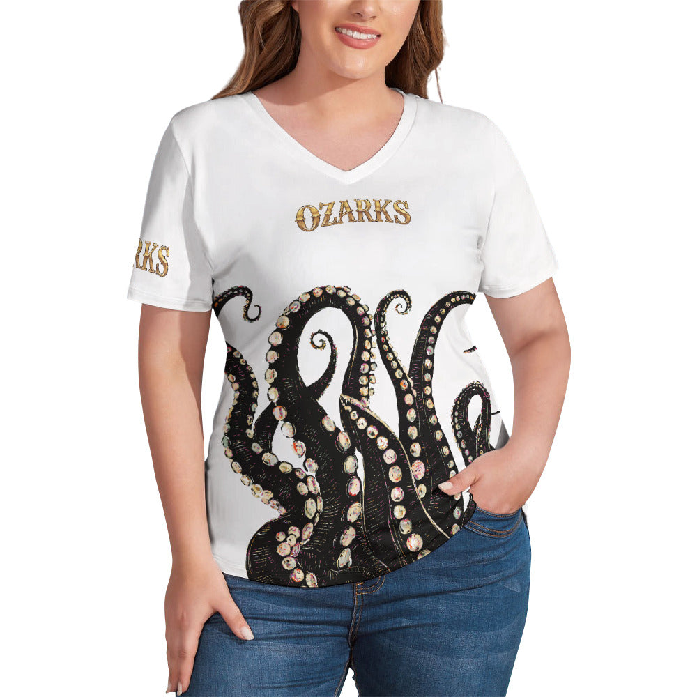 V Neck Short-sleeve Women Shirt Printed | Ozarks Essentials For Her | Ozarks Marina