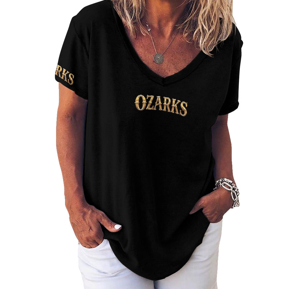 V Neck Short-sleeve Women Shirt Printed | Ozarks Essentials For Her | Boathouse Logo