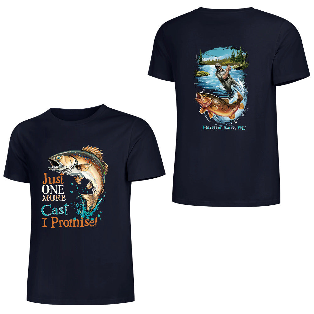2025 Pure Cotton Short Sleeve, Double-Sided Print | Dockside Drifter | "Just One More Cast"