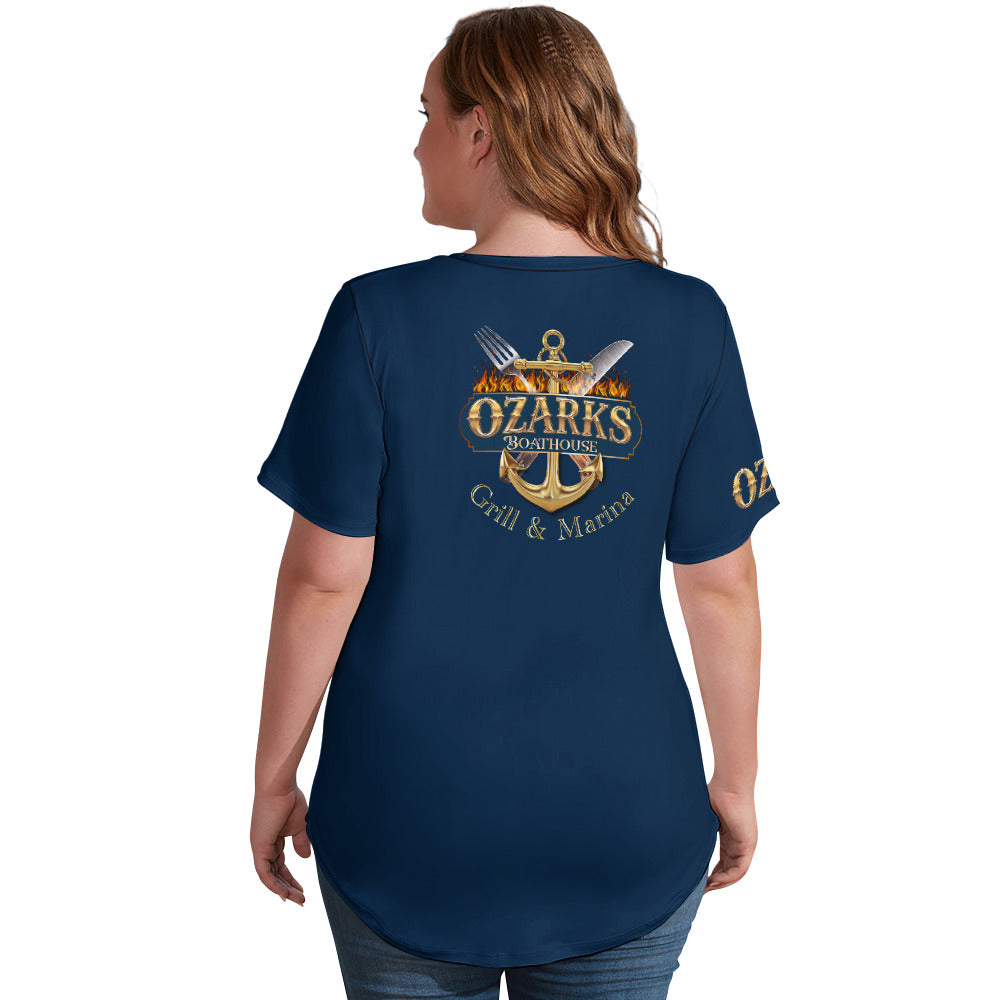 V Neck Short-sleeve Women Shirt Printed | Ozarks Essentials For Her | Boathouse Logo