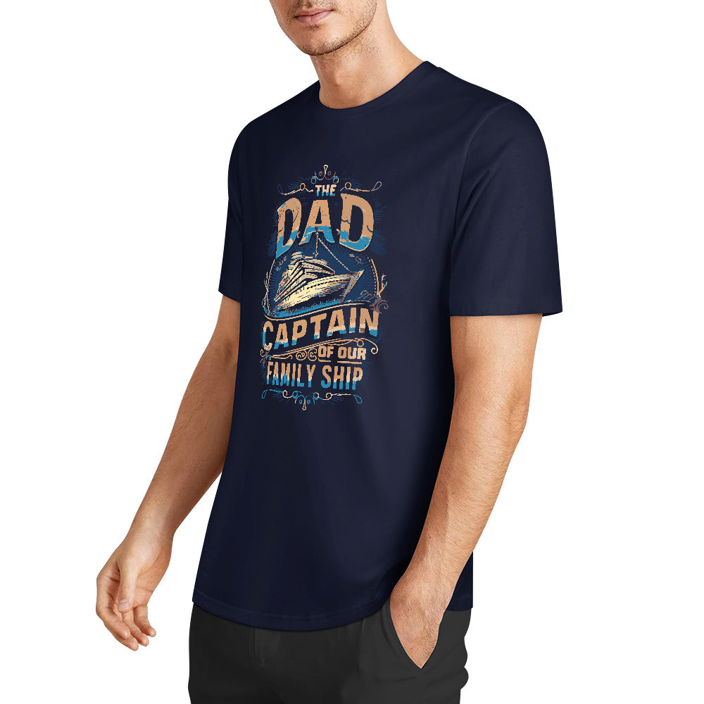 Pure cotton short sleeved T-shirt two side print | Dockside Drifter | Dad Captain of our Family Ship