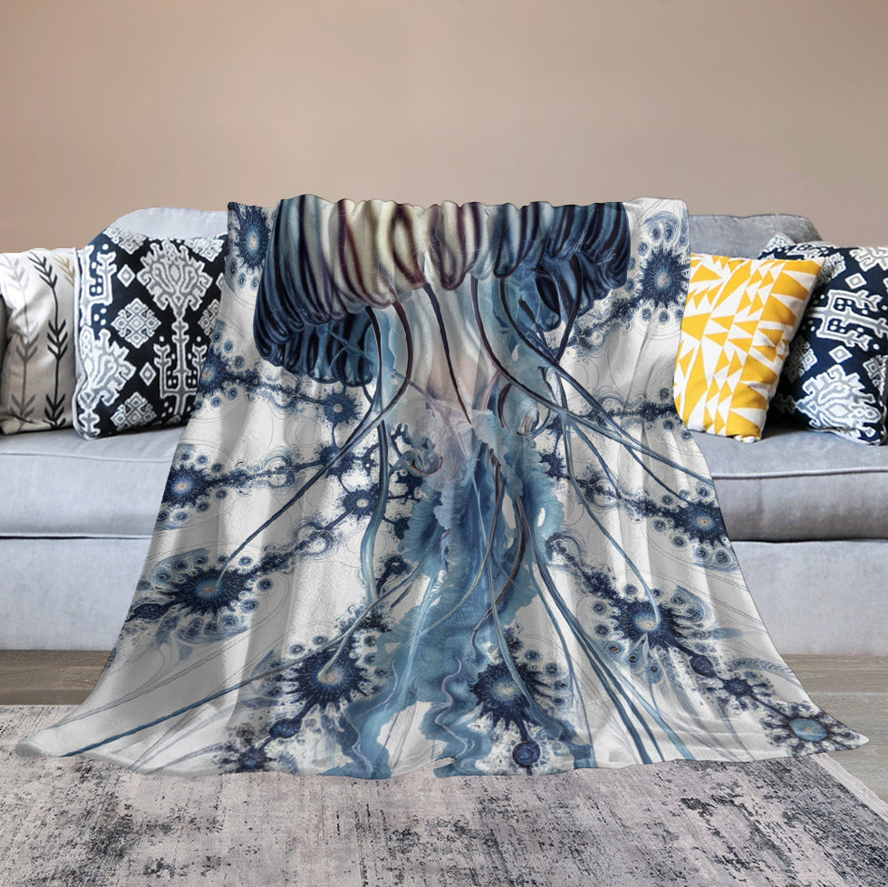 Ultra-Soft Flannel Blanket 70"Γ80" |Ozarks Coastal Wraps | Blue Medusa
