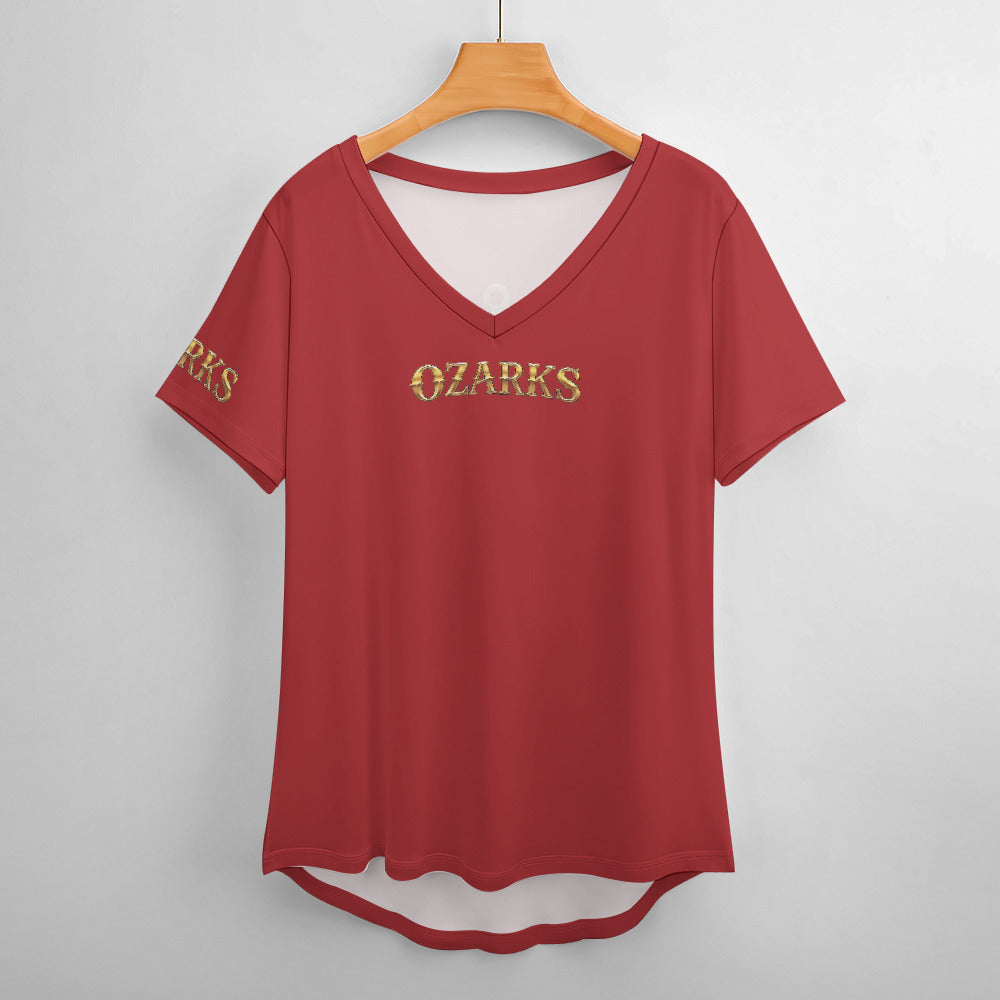 V Neck Short-sleeve Women Shirt Printed | Ozarks Essentials For Her | Boathouse Logo