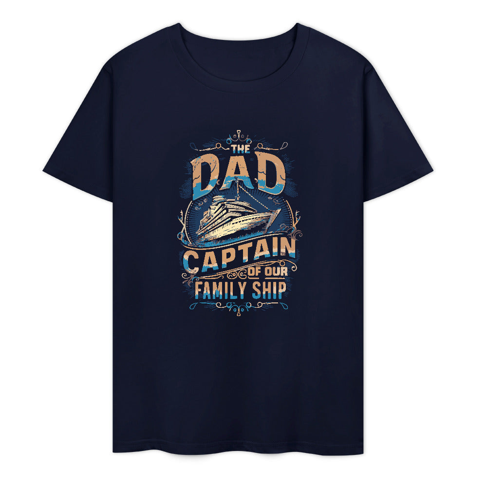 Pure cotton short sleeved T-shirt two side print | Dockside Drifter | Dad Captain of our Family Ship