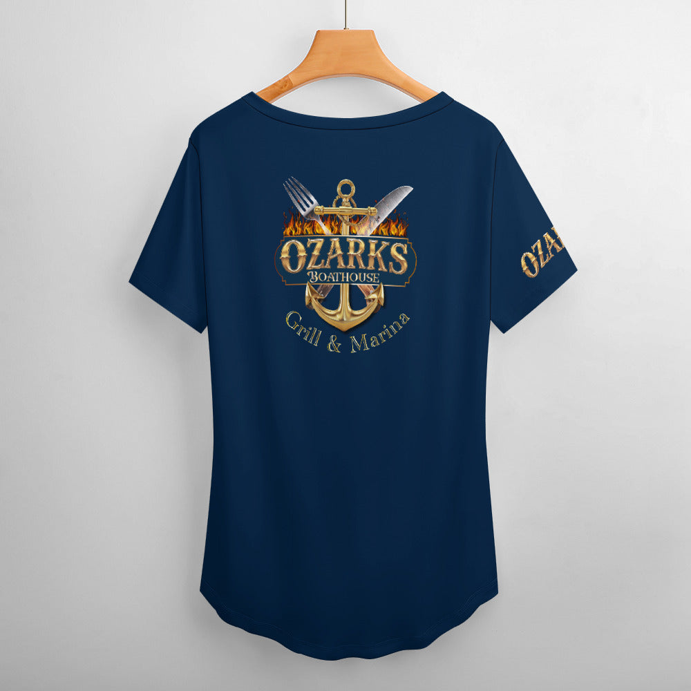 V Neck Short-sleeve Women Shirt Printed | Ozarks Essentials For Her | Boathouse Logo