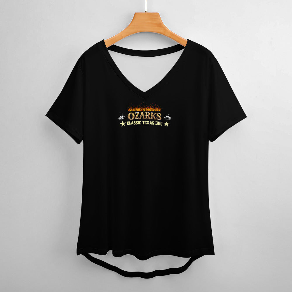 New V Neck Short-sleeve Women Shirt Printed | Smokin' Old West | Black