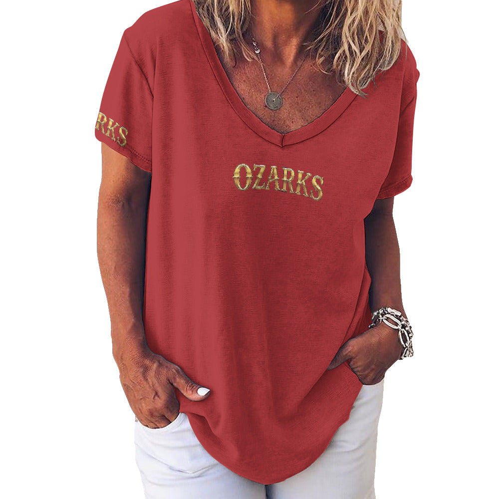 V Neck Short-sleeve Women Shirt Printed | Ozarks Essentials For Her | Boathouse Logo