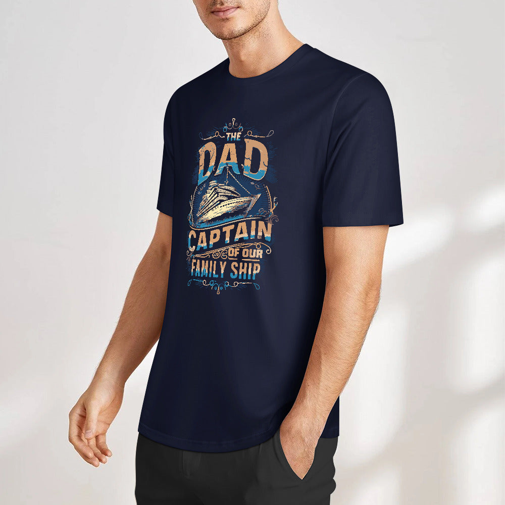 Pure cotton short sleeved T-shirt two side print | Dockside Drifter | Dad Captain of our Family Ship