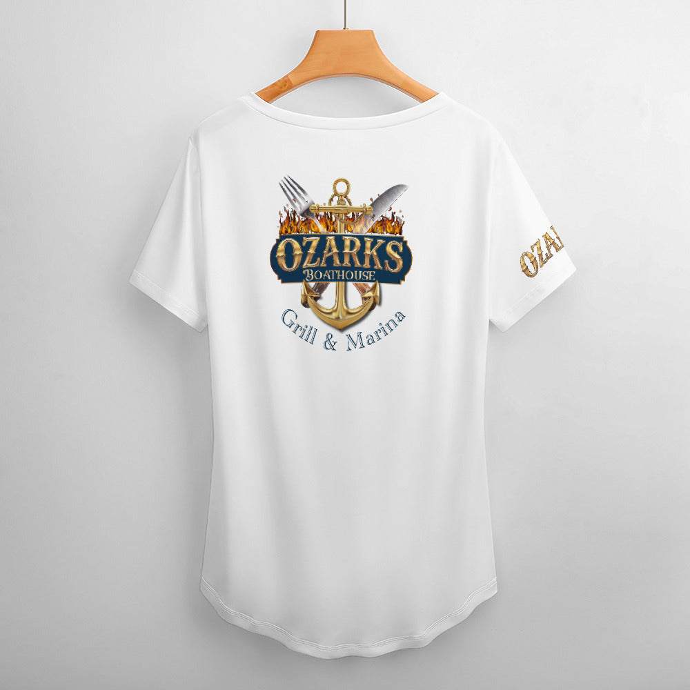 V Neck Short-sleeve Women Shirt Printed | Ozarks Essentials For Her | Boathouse Logo