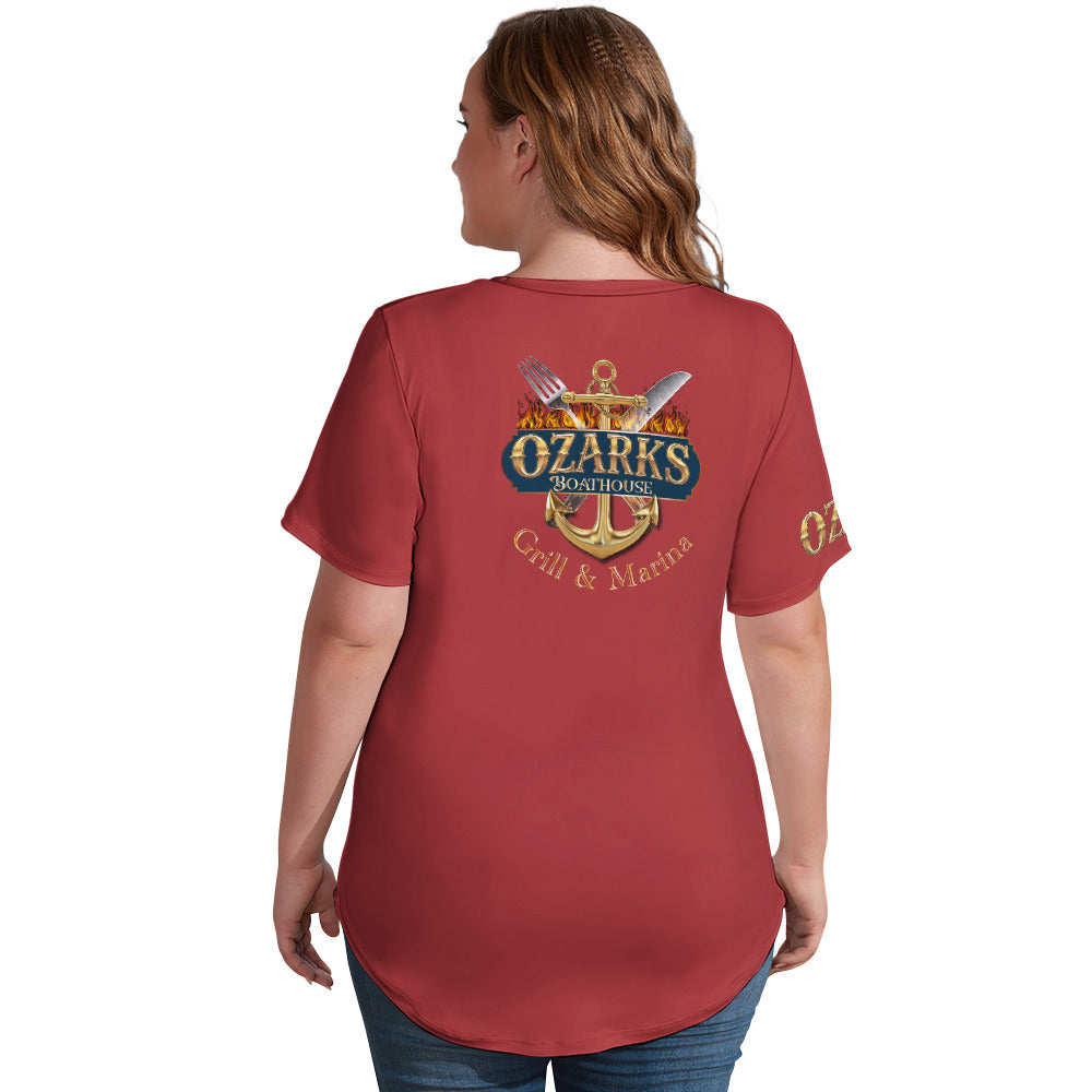 V Neck Short-sleeve Women Shirt Printed | Ozarks Essentials For Her | Boathouse Logo
