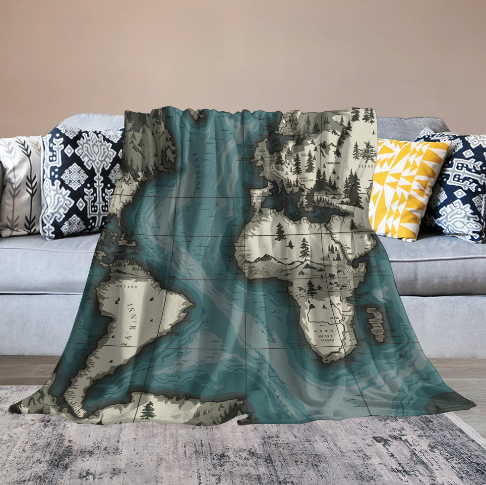 Ultra-Soft Flannel Blanket 70"×80" | Ozarks Coastal Wraps | Map
