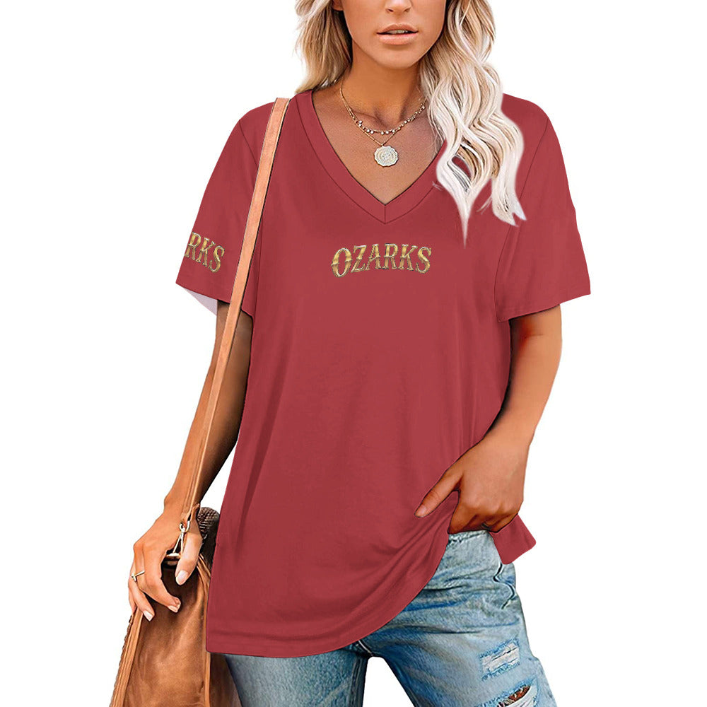 V Neck Short-sleeve Women Shirt Printed | Ozarks Essentials For Her | Boathouse Logo