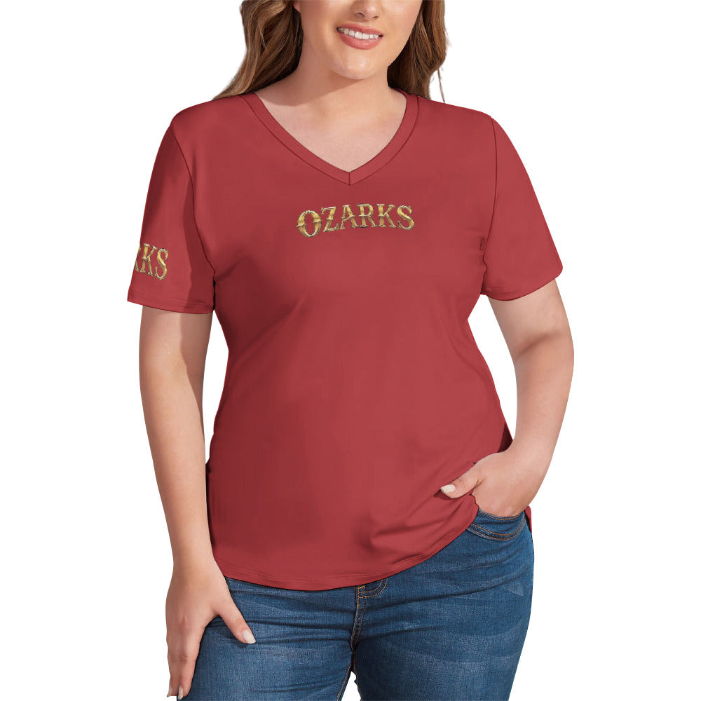 V Neck Short-sleeve Women Shirt Printed | Ozarks Essentials For Her | Boathouse Logo