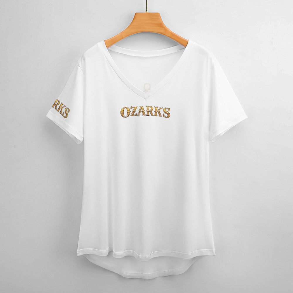 V Neck Short-sleeve Women Shirt Printed | Ozarks Essentials For Her | Boathouse Logo