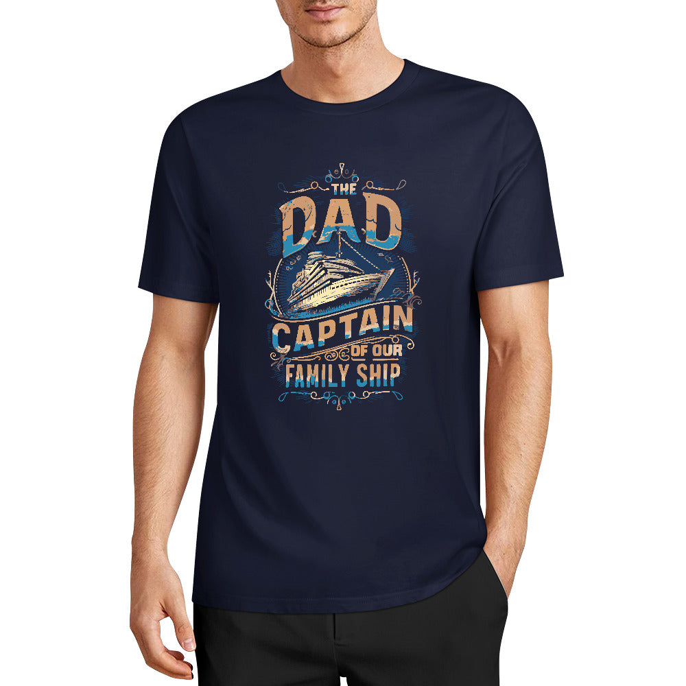 Pure cotton short sleeved T-shirt two side print | Dockside Drifter | Dad Captain of our Family Ship