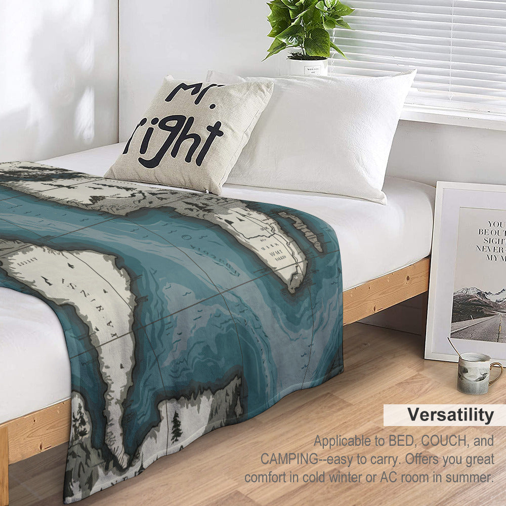 Ultra-Soft Flannel Blanket 70"×80" | Ozarks Coastal Wraps | Map