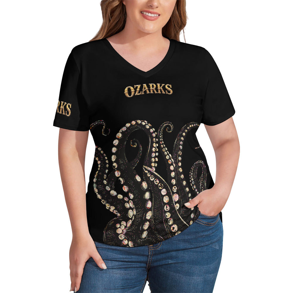 V Neck Short-sleeve Women Shirt Printed | Ozarks Essentials For Her | Ozarks Marina