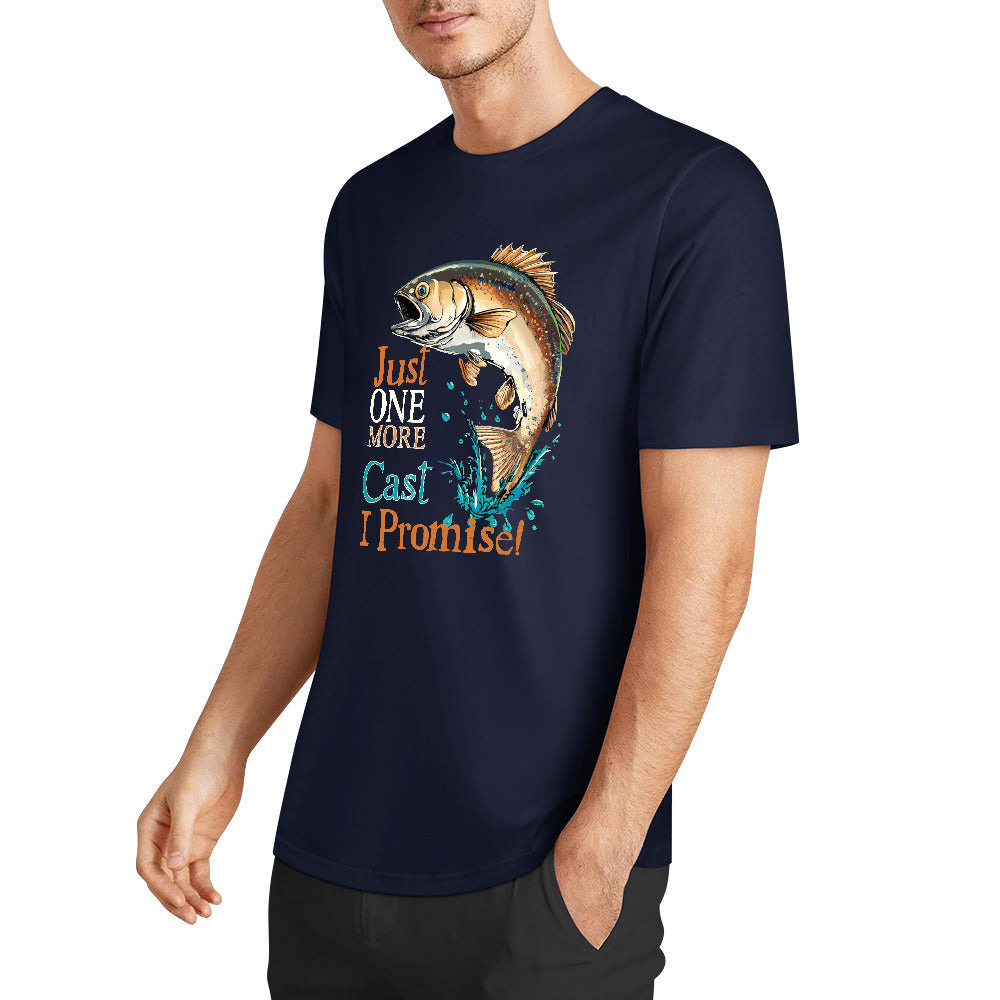 2025 Pure Cotton Short Sleeve, Double-Sided Print | Dockside Drifter | "Just One More Cast"