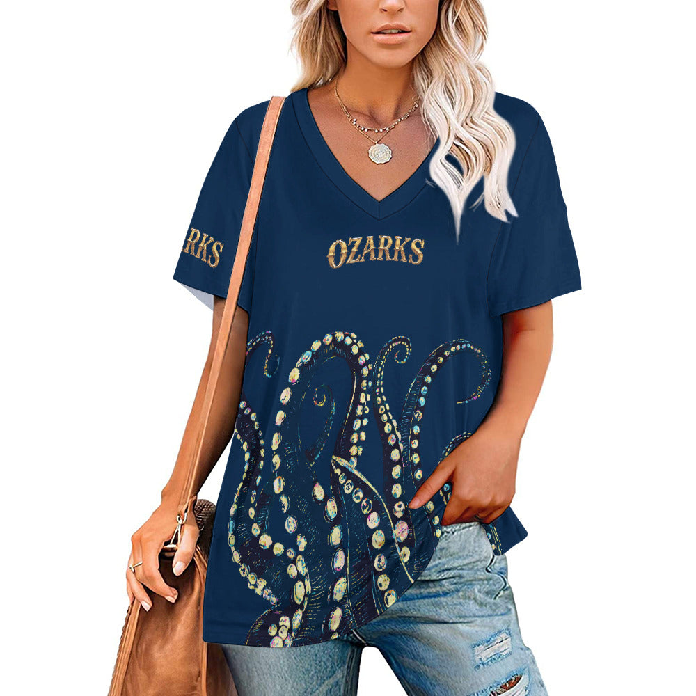 V Neck Short-sleeve Women Shirt Printed | Ozarks Essentials For Her | Ozarks Marina