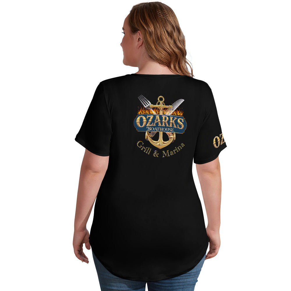 V Neck Short-sleeve Women Shirt Printed | Ozarks Essentials For Her | Boathouse Logo
