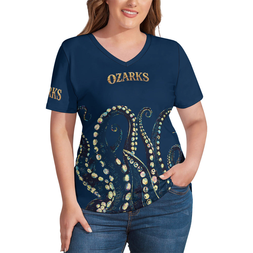 V Neck Short-sleeve Women Shirt Printed | Ozarks Essentials For Her | Ozarks Marina
