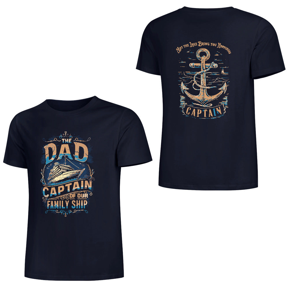 Pure cotton short sleeved T-shirt two side print | Dockside Drifter | Dad Captain of our Family Ship