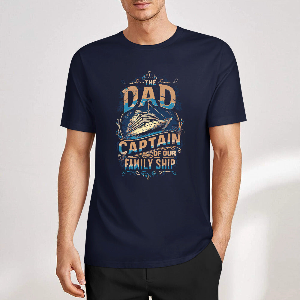 Pure cotton short sleeved T-shirt two side print | Dockside Drifter | Dad Captain of our Family Ship