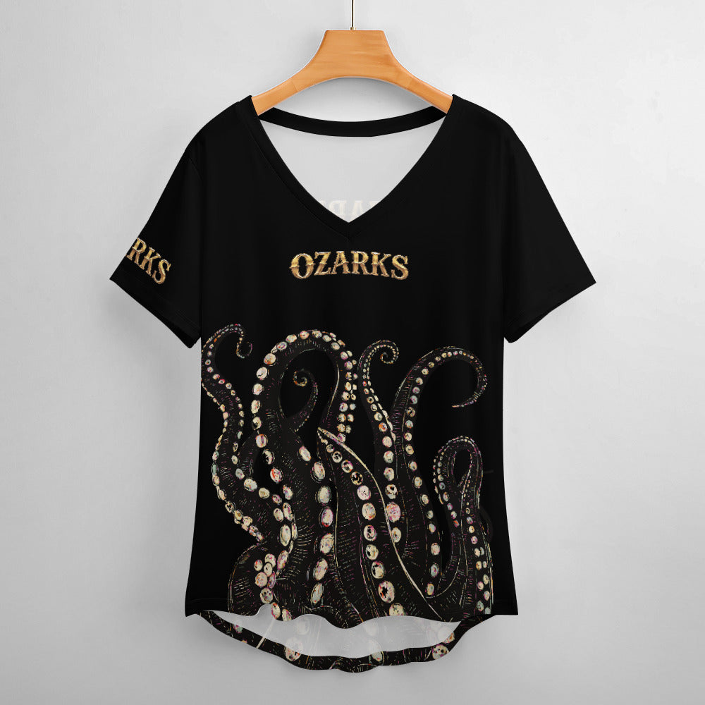 V Neck Short-sleeve Women Shirt Printed | Ozarks Essentials For Her | Ozarks Marina