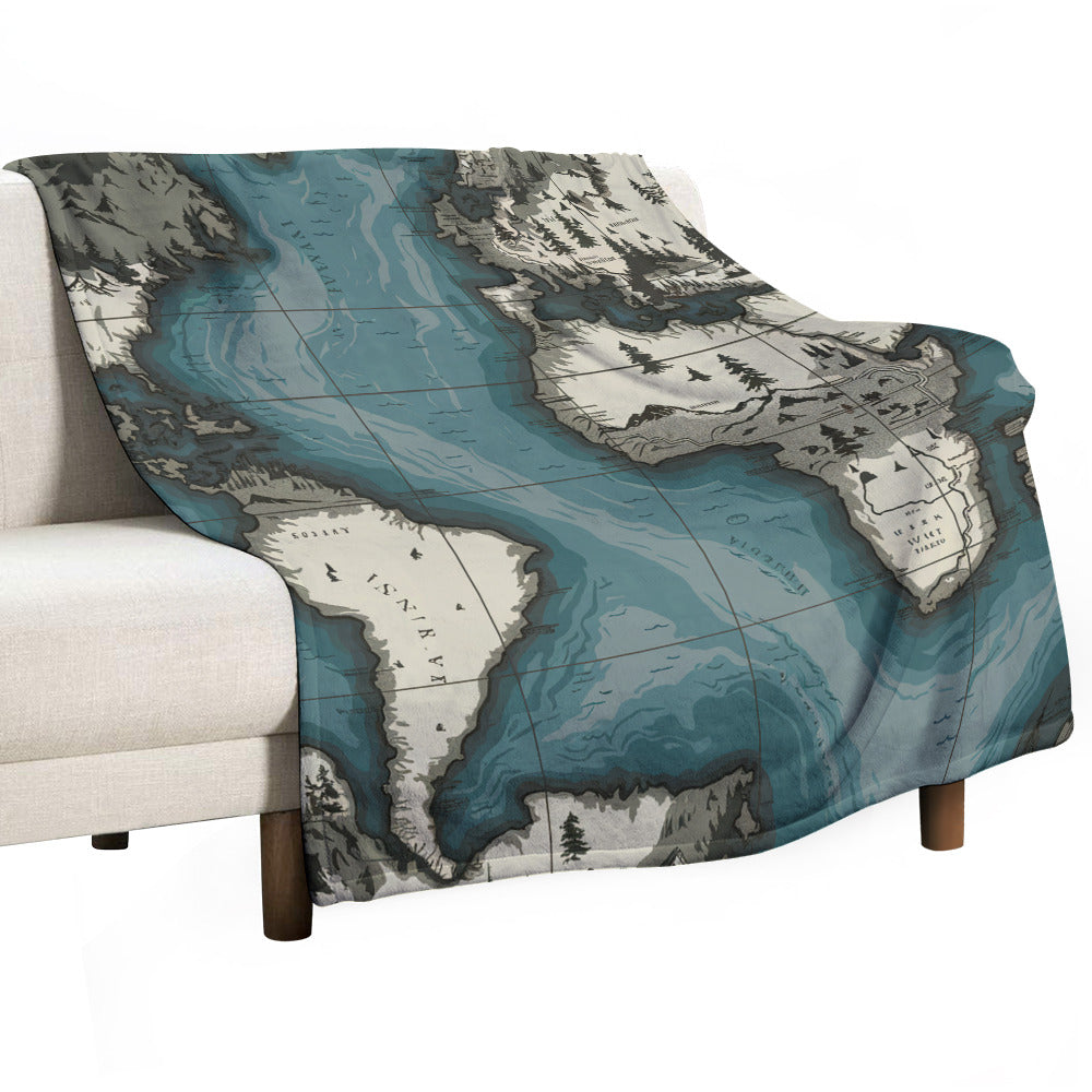 Ultra-Soft Flannel Blanket 70"×80" | Ozarks Coastal Wraps | Map
