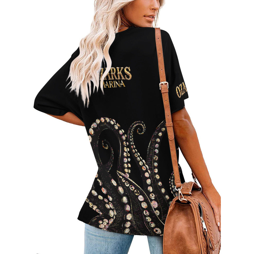 V Neck Short-sleeve Women Shirt Printed | Ozarks Essentials For Her | Ozarks Marina