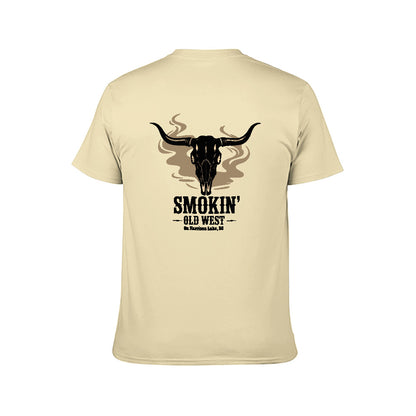 New 150g Men's  Short Sleeve T-shirt | Smokin' Old West , On Harrison Lake | Sand