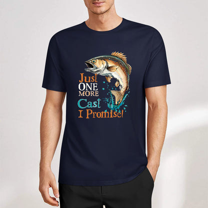 2025 Pure Cotton Short Sleeve, Double-Sided Print | Dockside Drifter | "Just One More Cast"