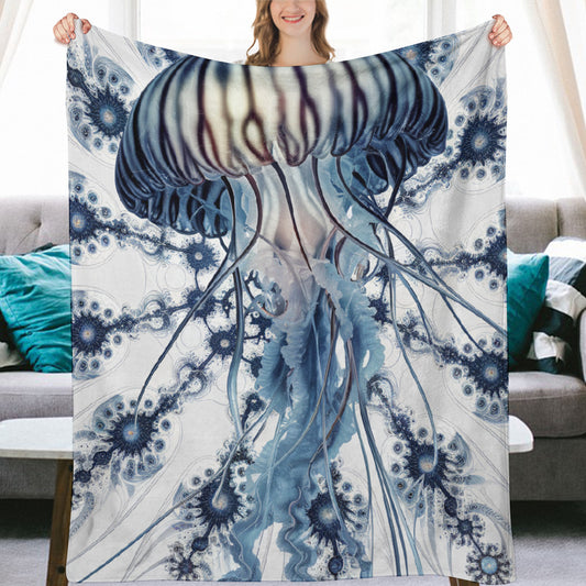 Ultra-Soft Flannel Blanket 70"×80" |Ozarks Coastal Wraps | Blue Medusa