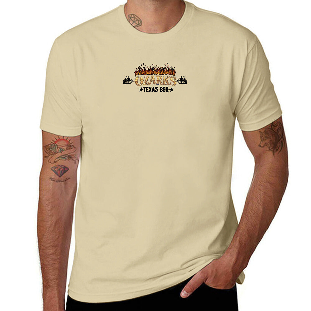New 150g Men's  Short Sleeve T-shirt | Smokin' Old West , On Harrison Lake | Sand