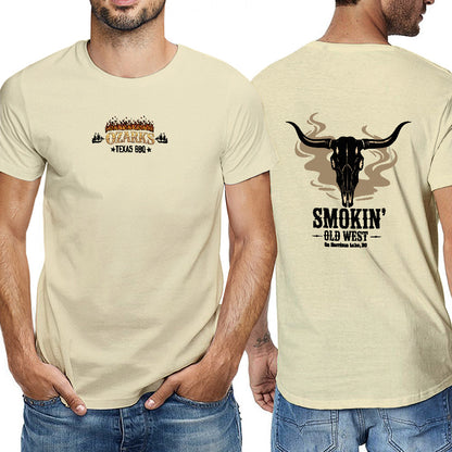 New 150g Men's  Short Sleeve T-shirt | Smokin' Old West , On Harrison Lake | Sand