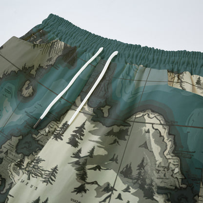 Unisex Straight Casual Pants | 245GSM Cotton |Dockside Drifter | Map Design