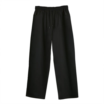 Unisex Cotton Casual Pants – Black | Dockside Drifter | 245GSM Wide Leg Trousers with Elastic Waist & Pockets