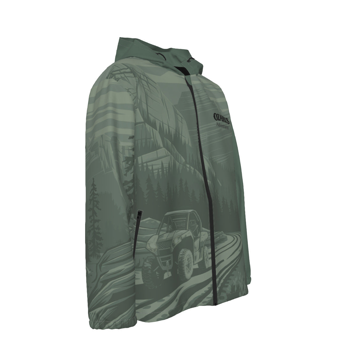 Men's Windproof Hooded Zipper Jacket | Off Road Adventures | Lightweight Outdoor Essential