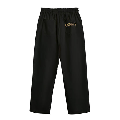 Unisex Cotton Casual Pants – Black | Dockside Drifter | 245GSM Wide Leg Trousers with Elastic Waist & Pockets