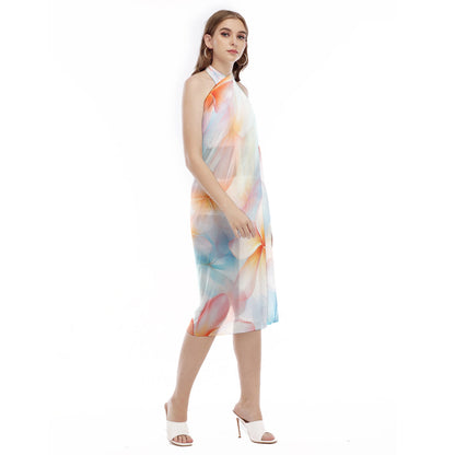 Women's Plumeria Mesh Beach Cover-Up | Pareo Wrap Dress | Sun & Sail Resortwear